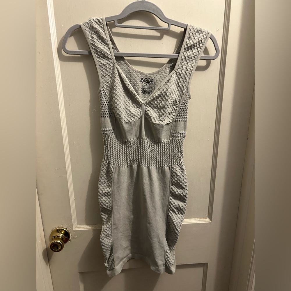 Intimately Free People off white Mesh Bodycon Mini Dress V-Neck‎ Stretch Sz M/L